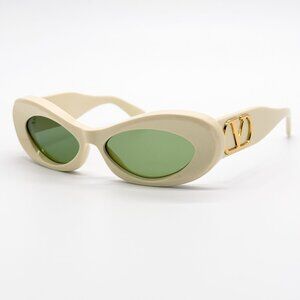NEW VALENTINO SUNGLASSES VLS-178B IVORY/GREEN WOMEN EYEWEAR